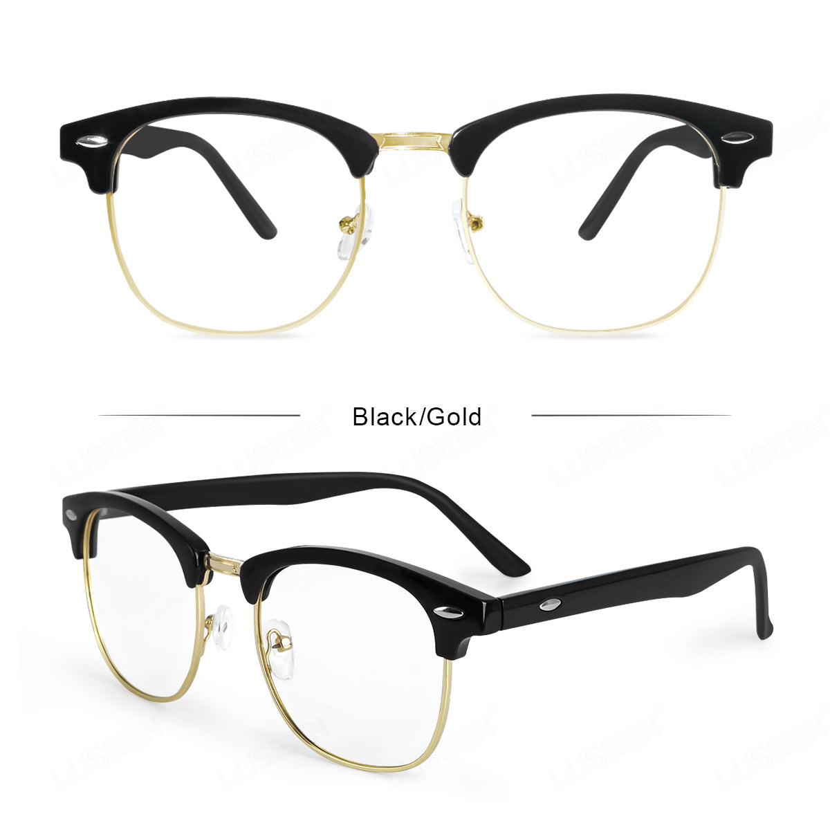 LUSEEN Eyeglass Photochromic Anti Radiation Browline Eyeglasses Antirad Eye Glasses for Men and Women AG2230