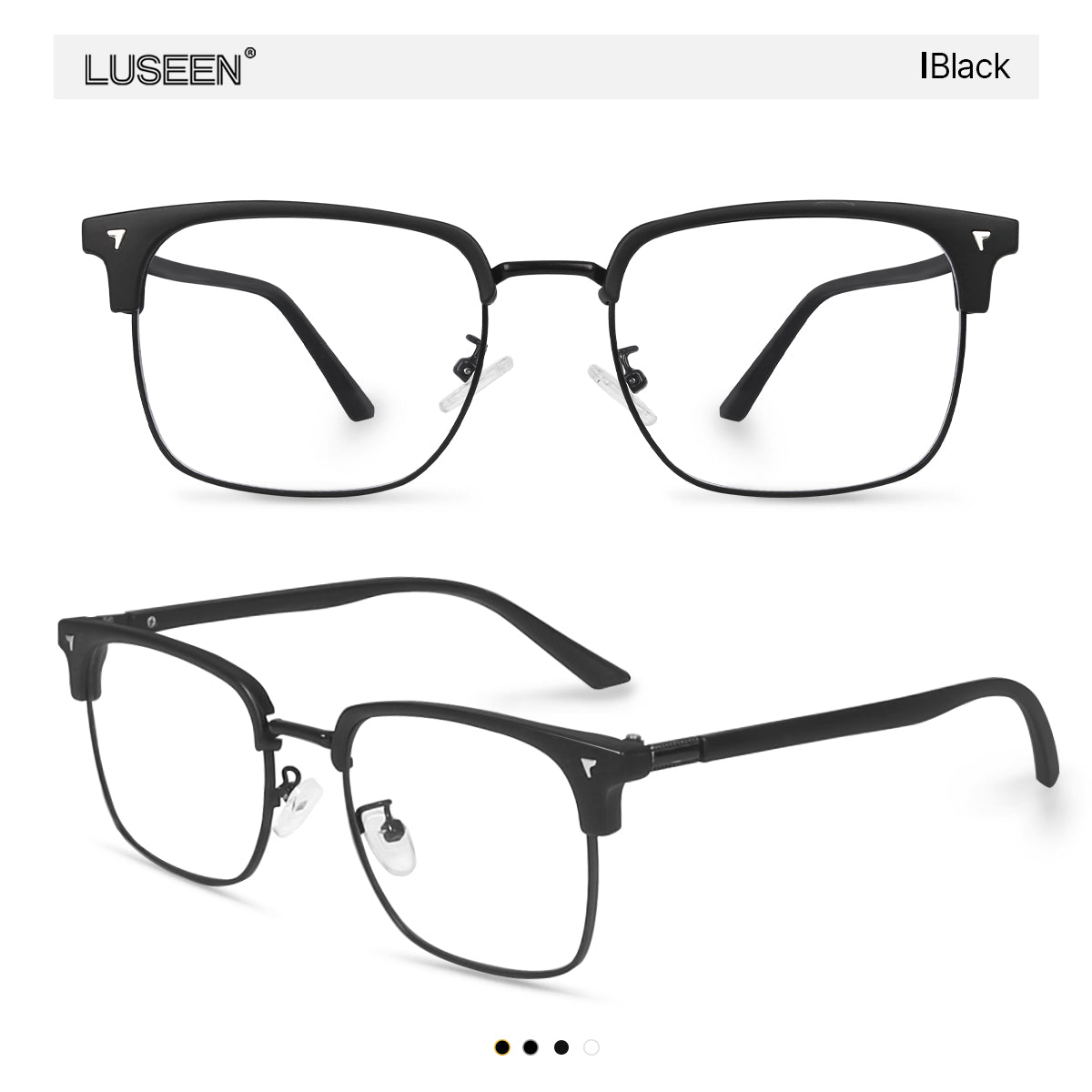 LUSEEN AG2262 Photochromic Eyeglass Shades for Men Women Anti Radiation Sunglasses Vintage Fashion Student Round Face Unisex Summer Outfit Resin Eyewear Browline Eyeglasses