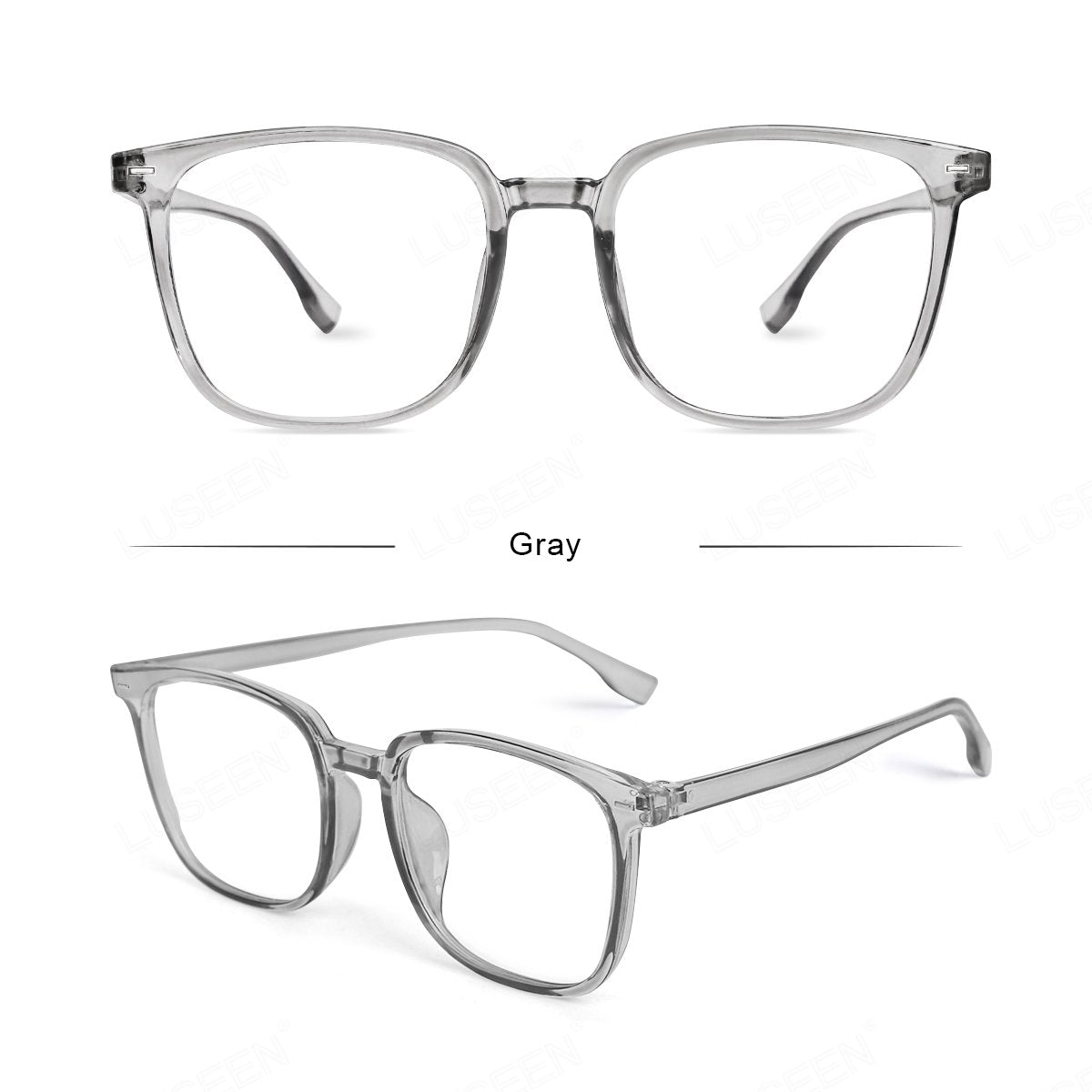 LUSEEN AG2279 Black frame Glasses Photochromic and Anti Radiation Square Full Rim Y2K Retro Eyeglass For Men and Women