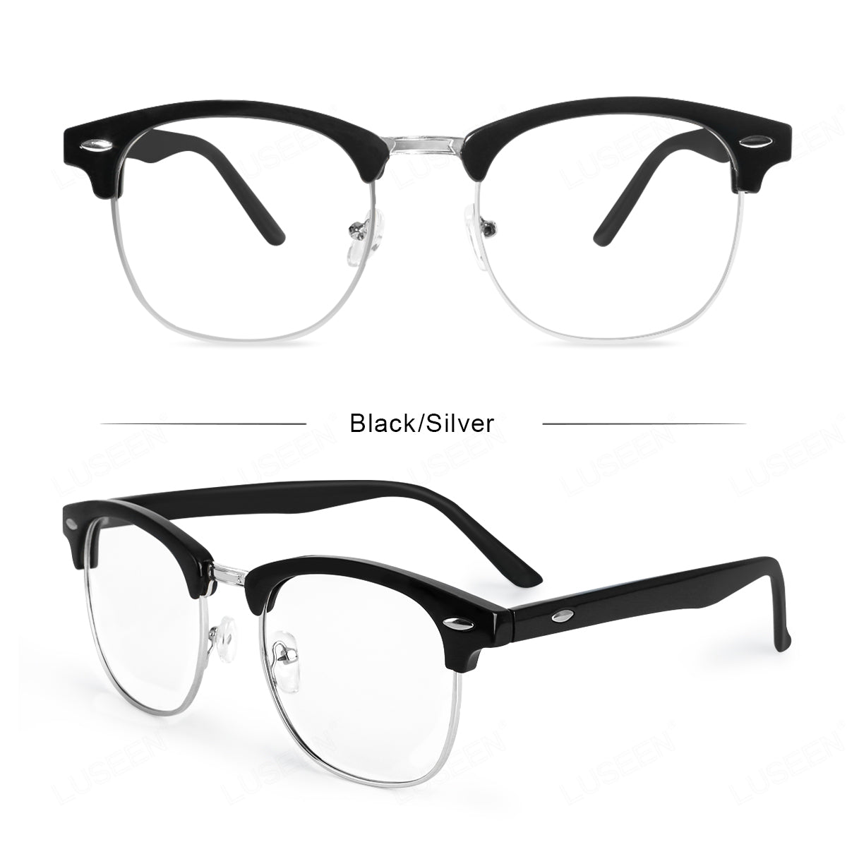 LUSEEN Eyeglass Photochromic Anti Radiation Browline Eyeglasses Antirad Eye Glasses for Men and Women AG2230