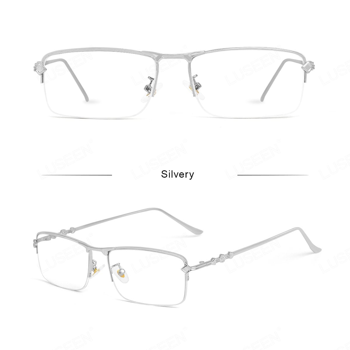 LUSEEN AG2247 Photochromic Anti-Radiation Eyeglasses Unisex Replaceable Lens Fashion Semi Rimless Rectangle Frame