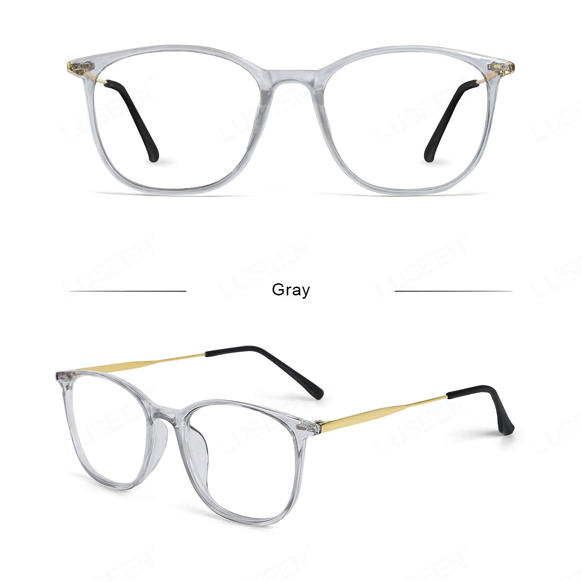LUSEEN AG2258 Photochromic Anti-Radiation Eyeglasses Frame Color Change Unisex Full Rim PC+Alloy Round Eyewear
