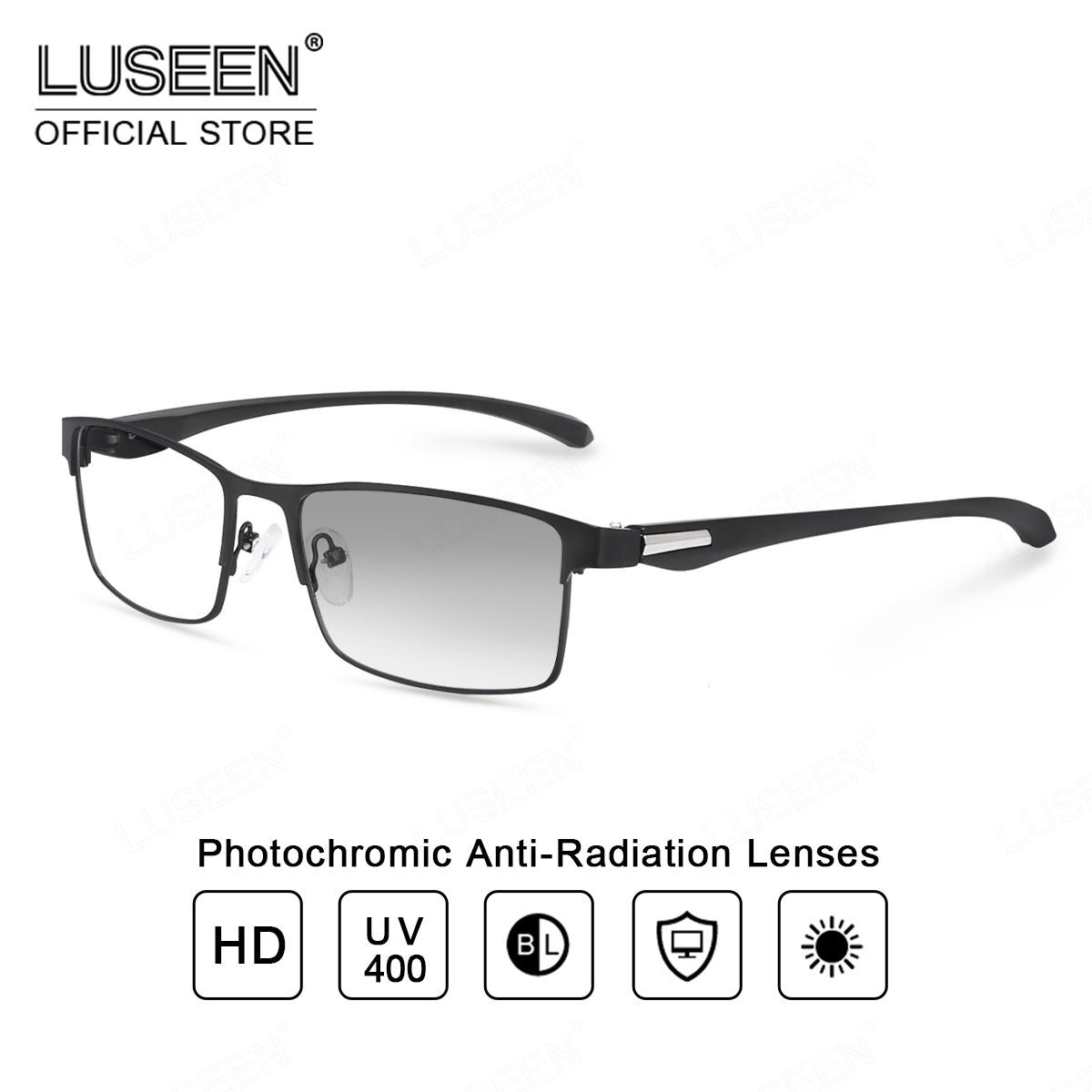 LUSEEN Anti-Radiation Photochromic Eyeglasses For Men Women Rectangle Fashion AG2255