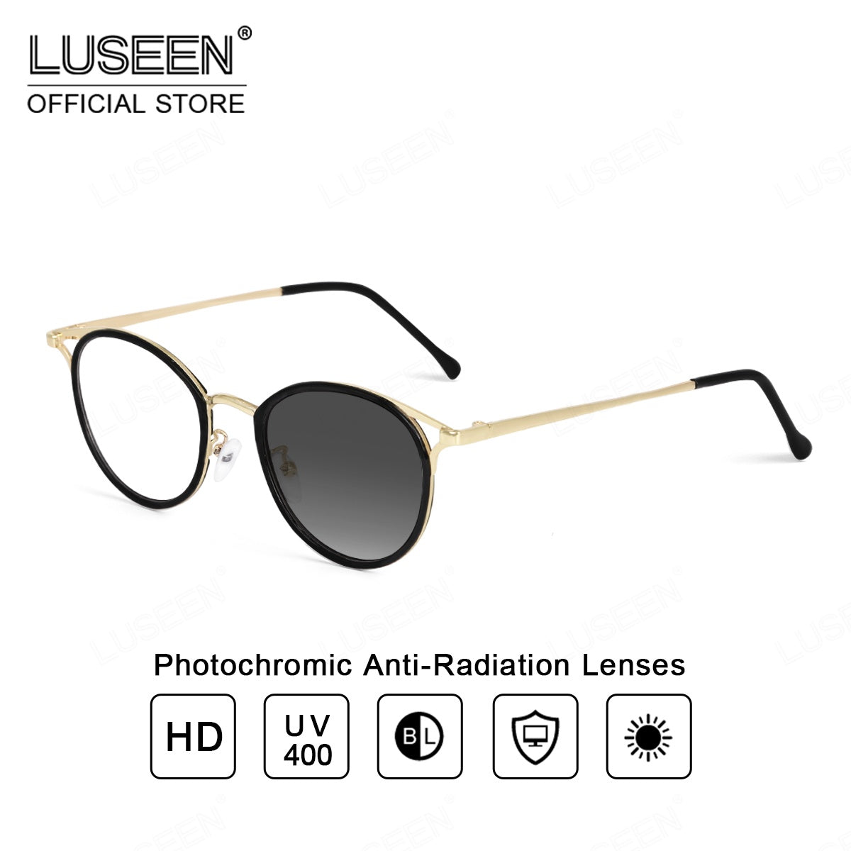 LUSEEN AG2269 Photochromic Anti Radiation Eyeglass for Men Women Anti Blue Light Replaceable Type Fashion Glasses