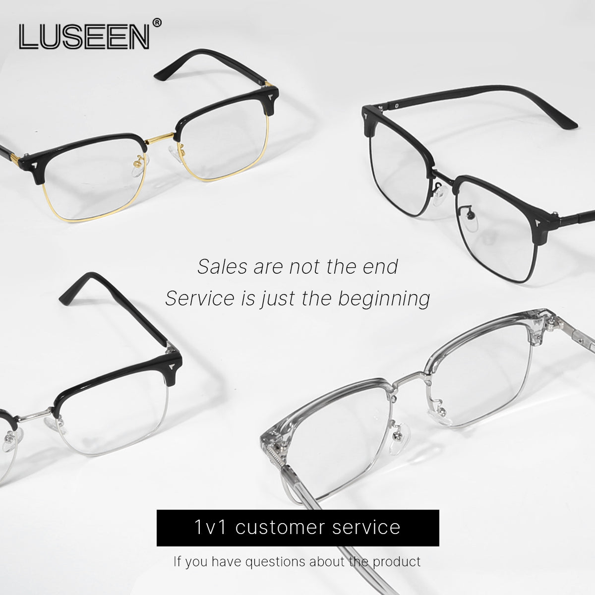 LUSEEN AG2262 Photochromic Eyeglass Shades for Men Women Anti Radiation Sunglasses Vintage Fashion Student Round Face Unisex Summer Outfit Resin Eyewear Browline Eyeglasses