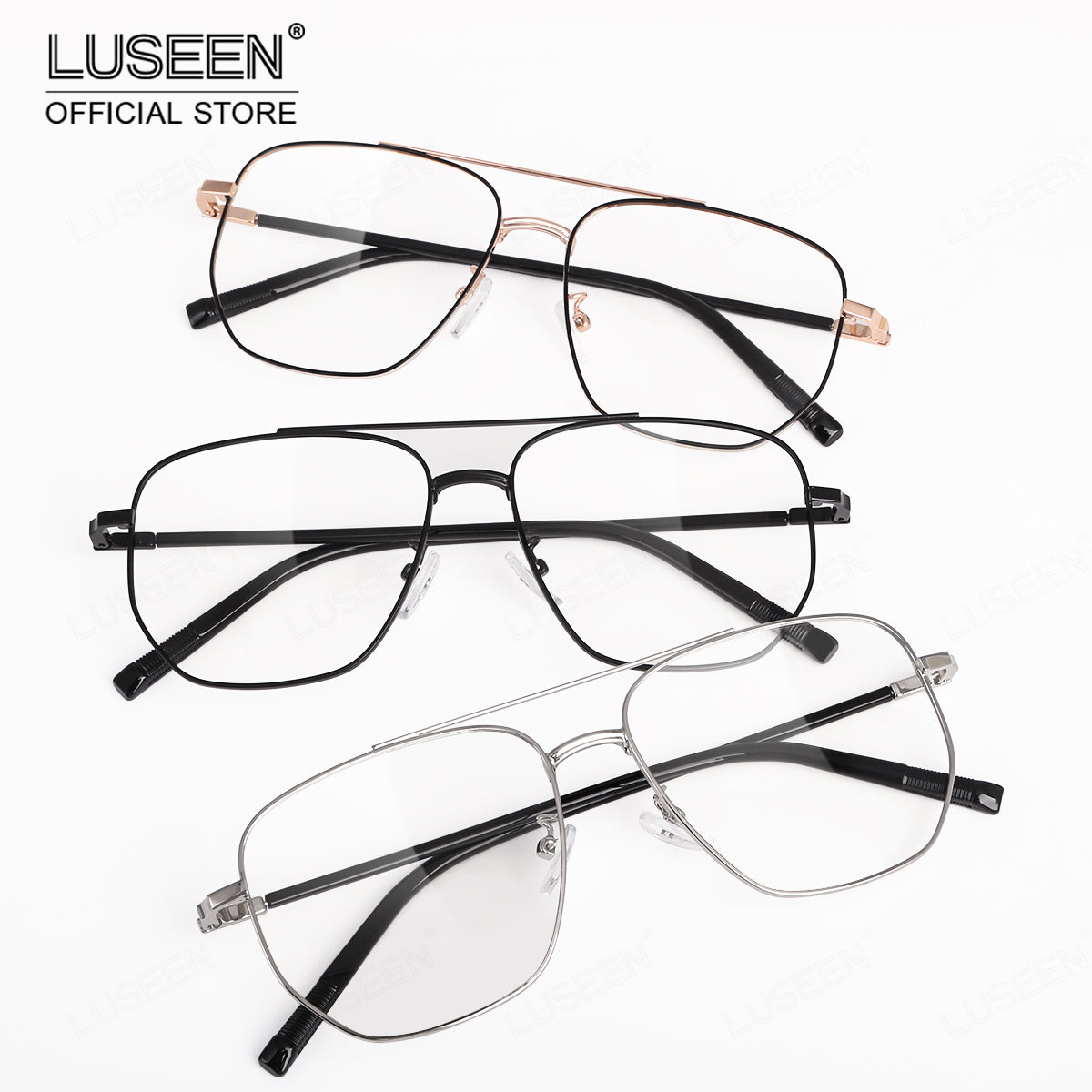 LUSEEN AG2233 New Anti Radiation Glasses Photochromic Computer Glasses Metallic Frame Replaceable Lens Fashion Unisex Glasses