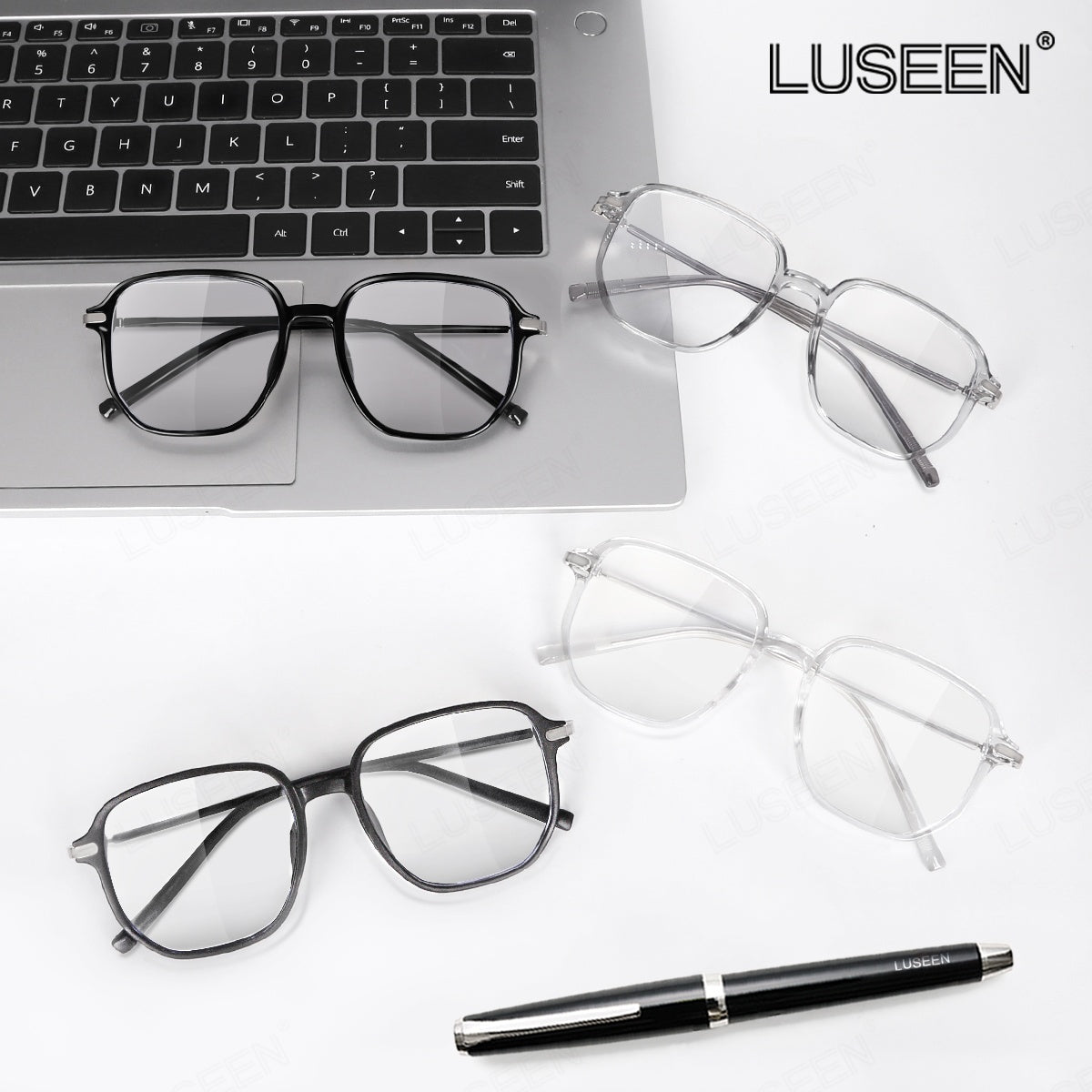 LUSEEN AG2266 Anti-Radiation Photochromic Eyeglasses For Men Women Oversized Full Rim AG2266
