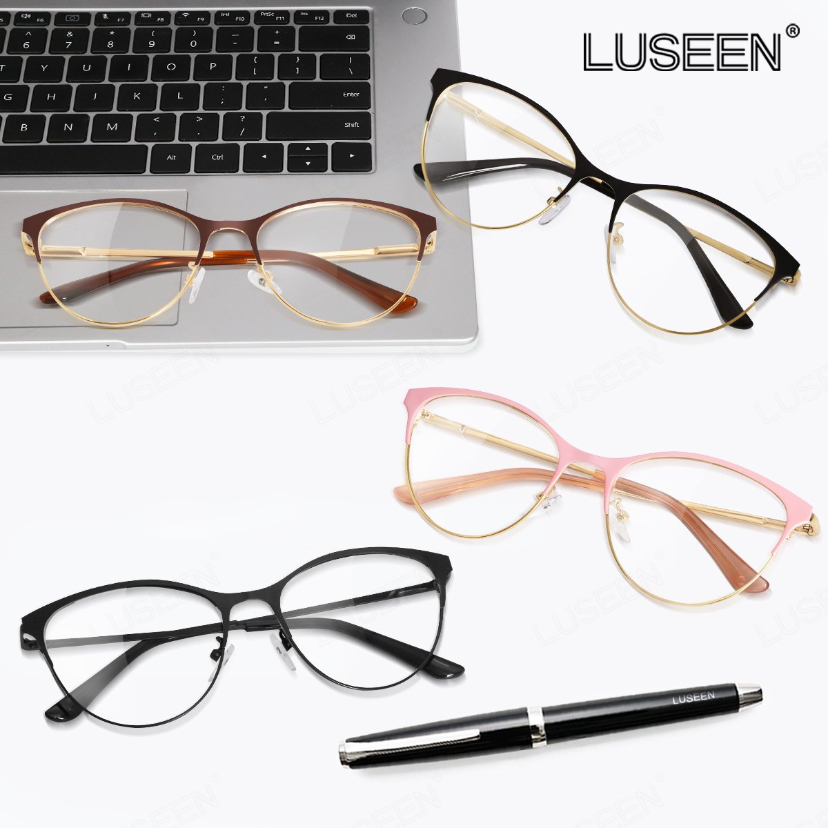 LUSEEN AG2243 Unisex Photochromic Anti Radiation Eyeglass Shades For Men Women Sunglasses Cat Eye For Round Face For Beach Eyewear Frames