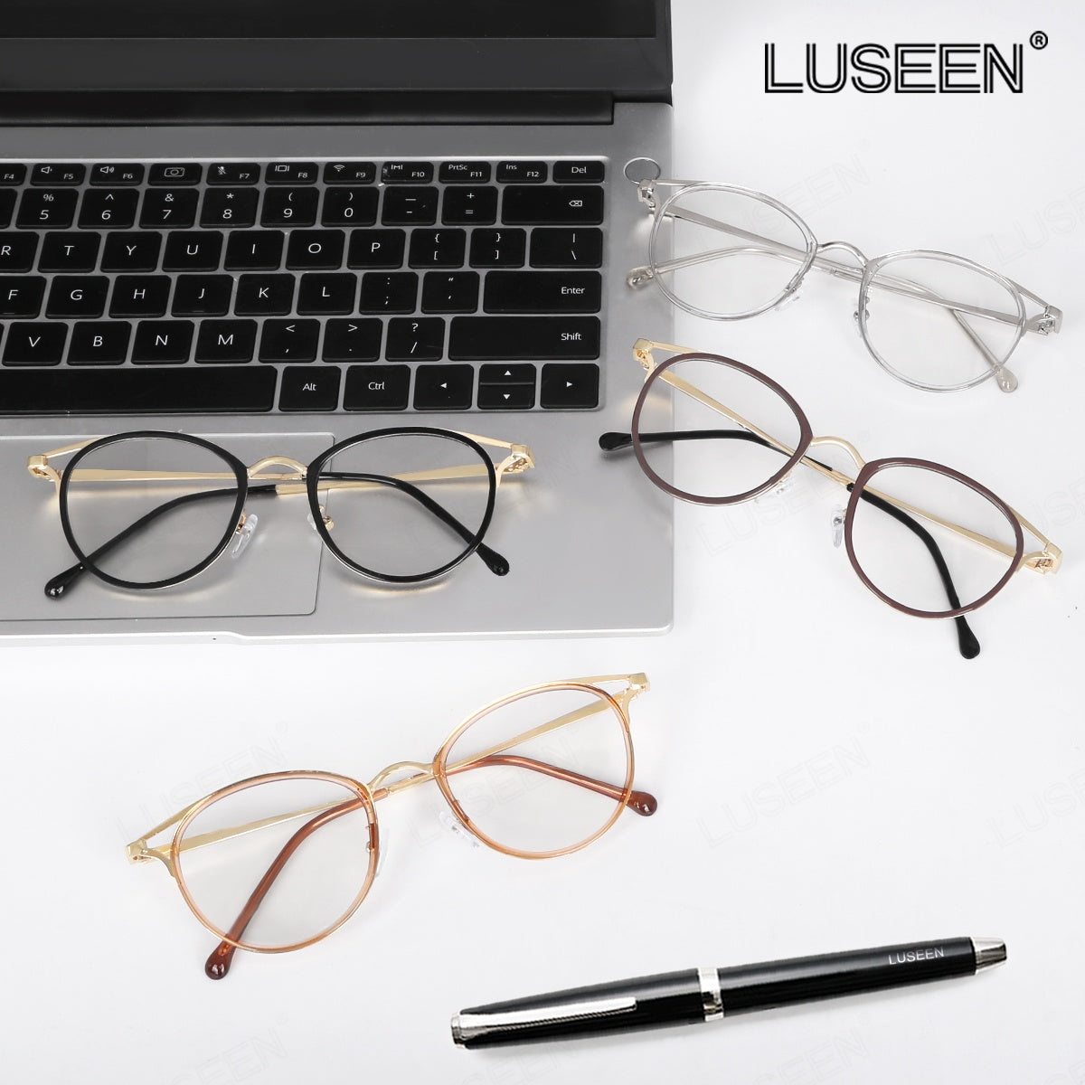 LUSEEN AG2269 Photochromic Anti Radiation Eyeglass for Men Women Anti Blue Light Replaceable Type Fashion Glasses