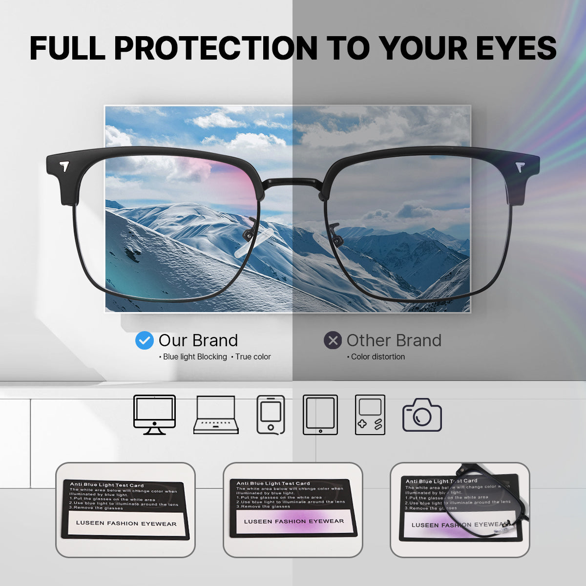 LUSEEN AG2262 Photochromic Eyeglass Shades for Men Women Anti Radiation Sunglasses Vintage Fashion Student Round Face Unisex Summer Outfit Resin Eyewear Browline Eyeglasses