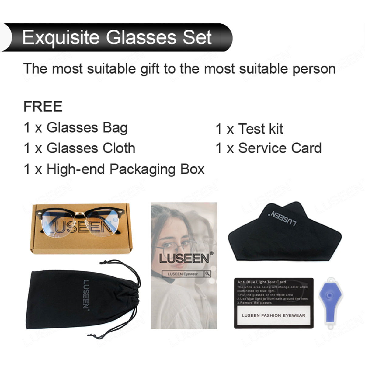 LUSEEN Eyeglass Photochromic Anti Radiation Browline Eyeglasses Antirad Eye Glasses for Men and Women AG2230