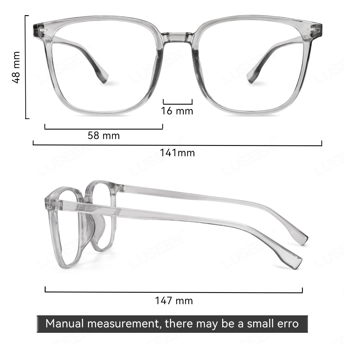 LUSEEN AG2279 Black frame Glasses Photochromic and Anti Radiation Square Full Rim Y2K Retro Eyeglass For Men and Women