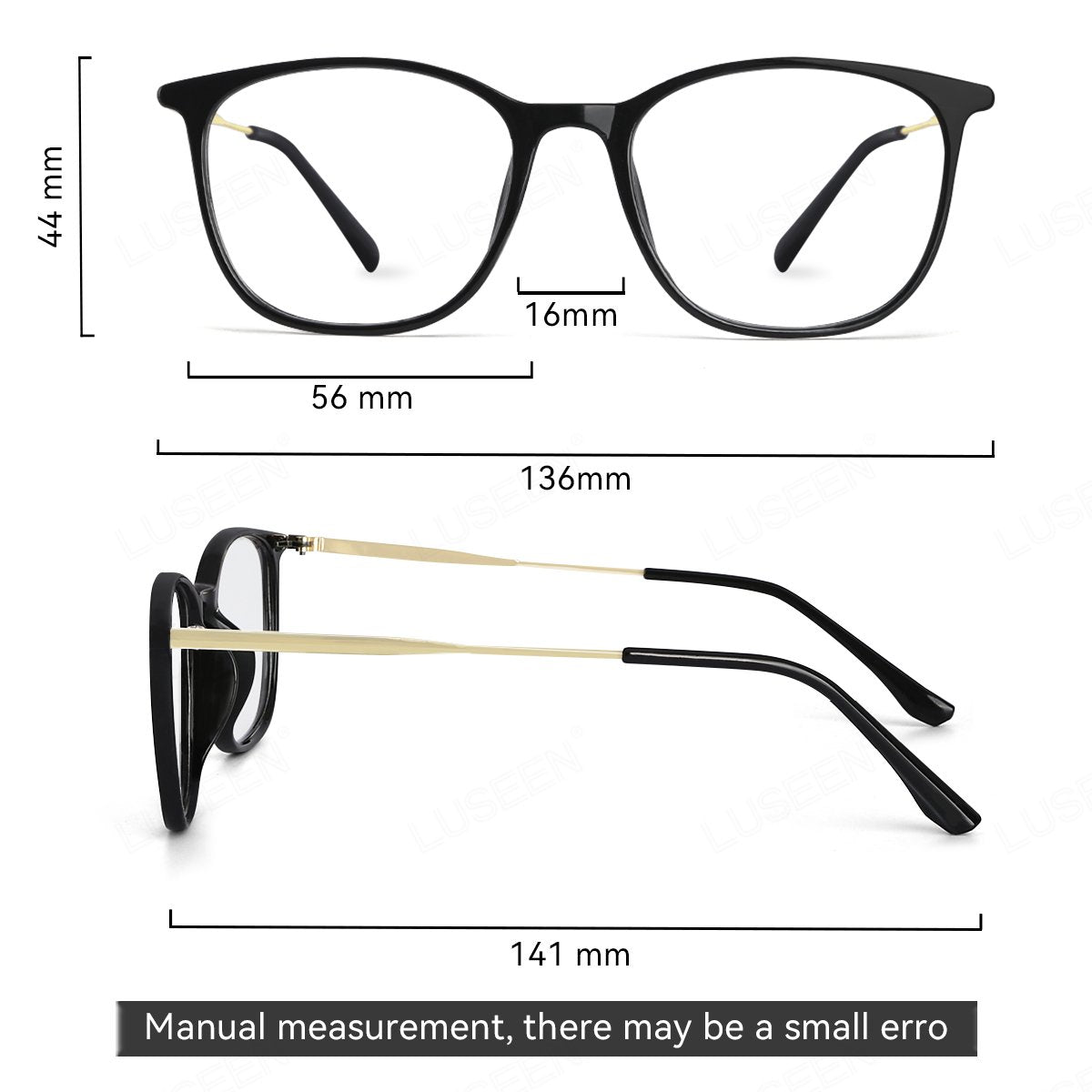 LUSEEN AG2258 Photochromic Anti-Radiation Eyeglasses Frame Color Change Unisex Full Rim PC+Alloy Round Eyewear