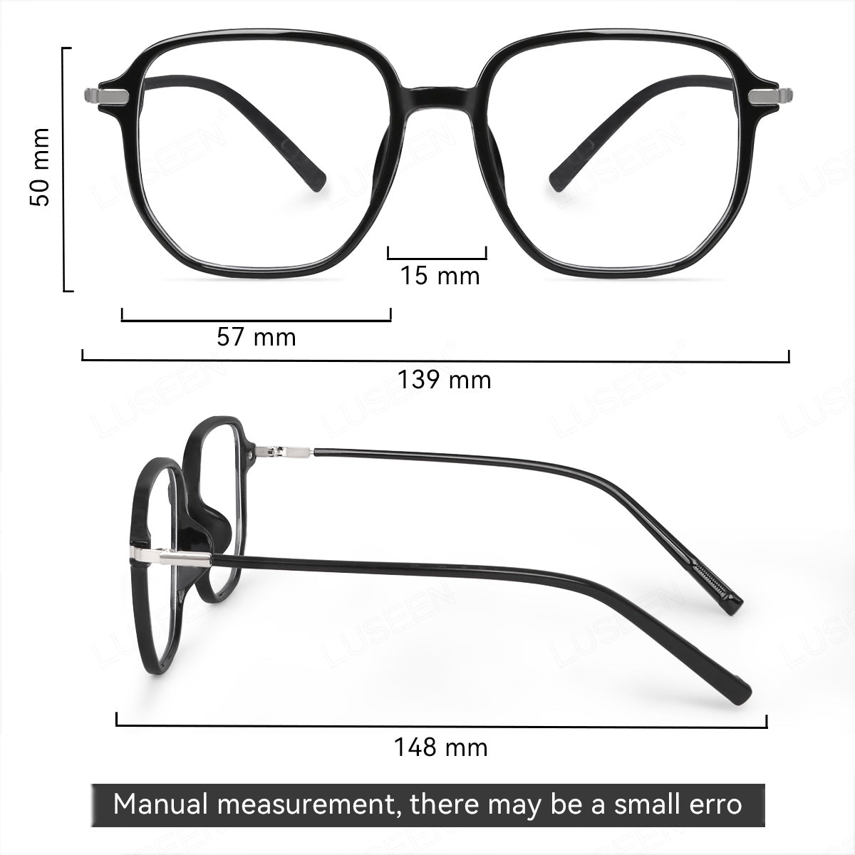 LUSEEN AG2266 Anti-Radiation Photochromic Eyeglasses For Men Women Oversized Full Rim AG2266