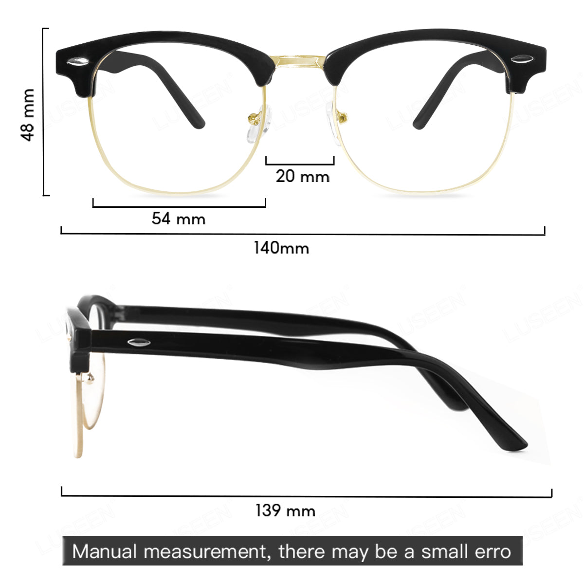 LUSEEN Eyeglass Photochromic Anti Radiation Browline Eyeglasses Antirad Eye Glasses for Men and Women AG2230