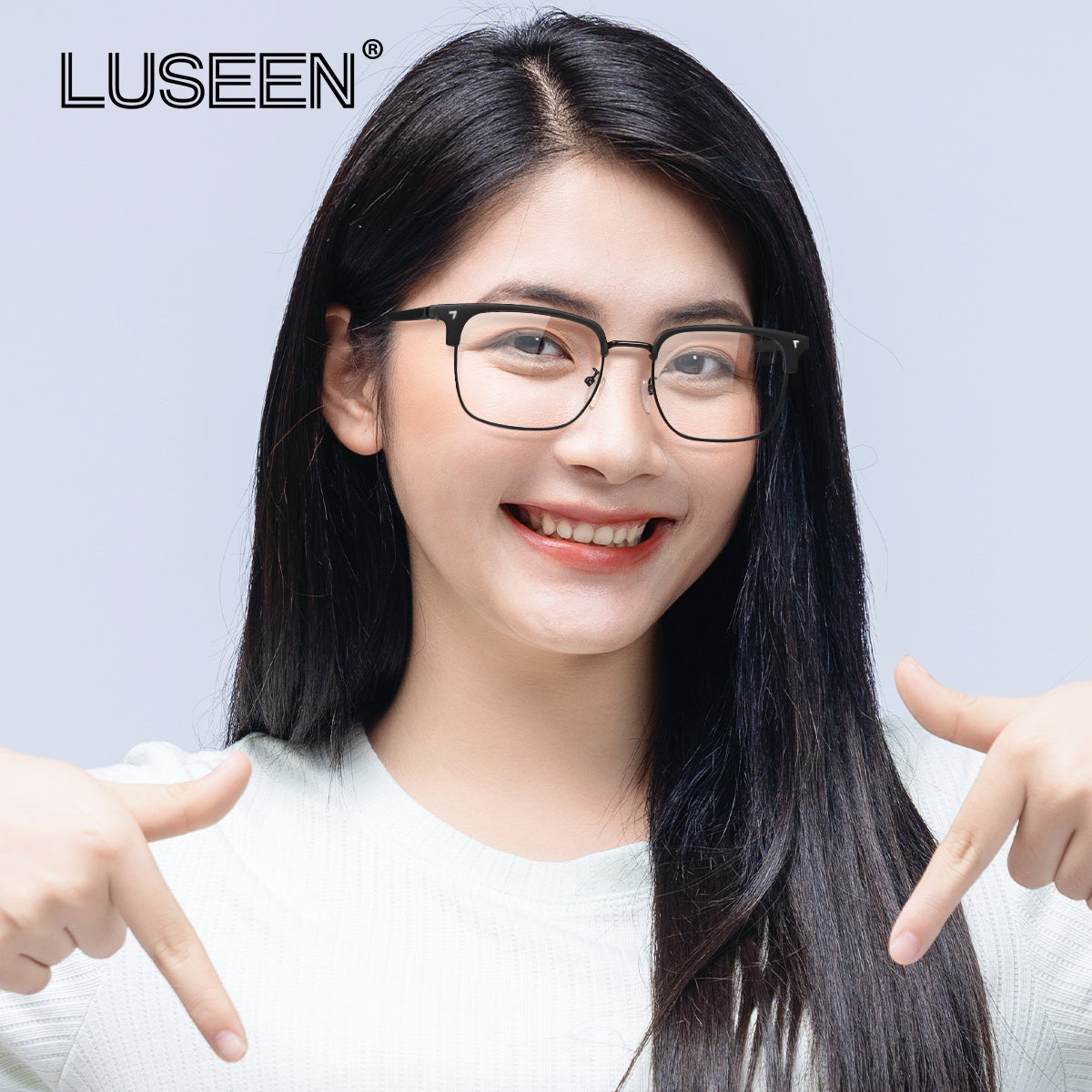LUSEEN AG2262 Photochromic Eyeglass Shades for Men Women Anti Radiation Sunglasses Vintage Fashion Student Round Face Unisex Summer Outfit Resin Eyewear Browline Eyeglasses
