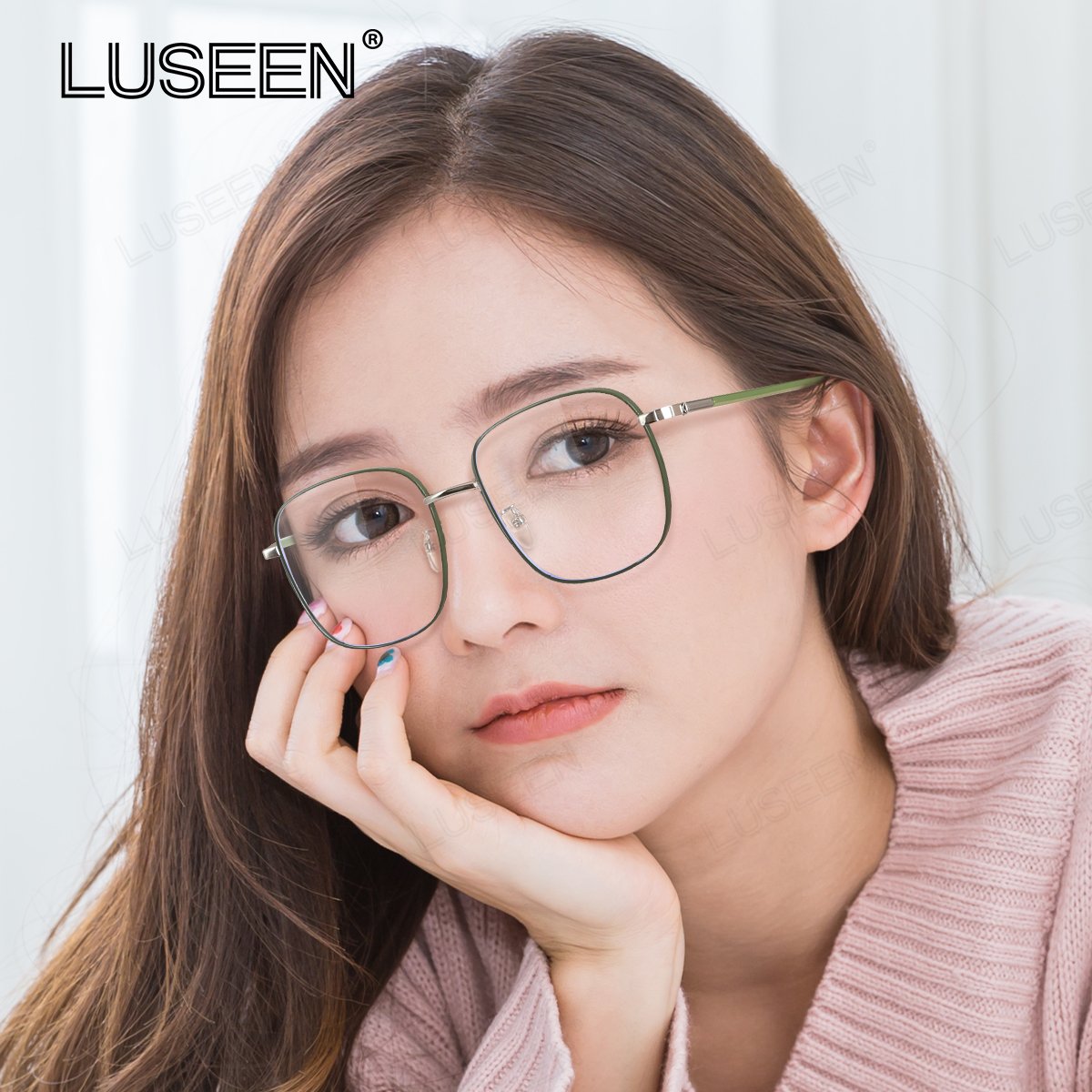 LUSEEN AG2265 Photochromic Anti-Radiation Eyeglasses Shades For Women Men Replaceable Lens Fashion OOTD