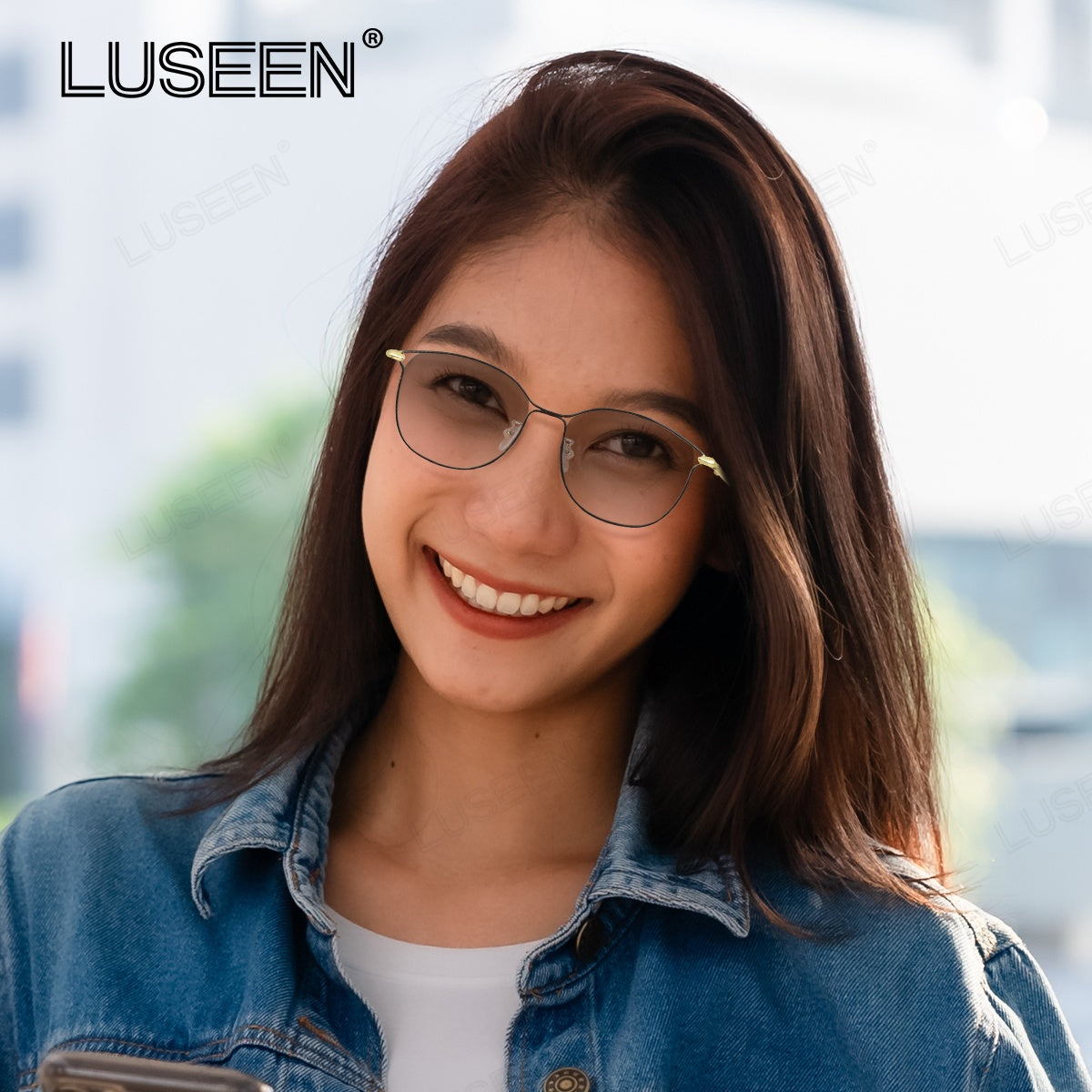 LUSEEN AG2249 Anti-Radiation Photochromic Eyeglasses For Men Women Cat Eye Fashion Eyecare