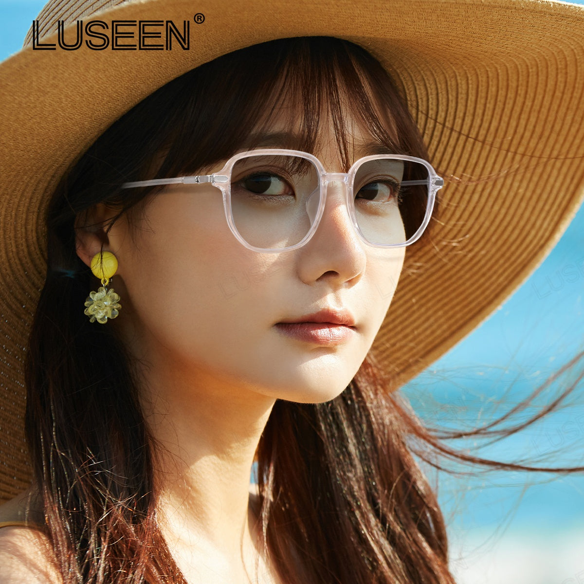 LUSEEN AG2266 Anti-Radiation Photochromic Eyeglasses For Men Women Oversized Full Rim AG2266
