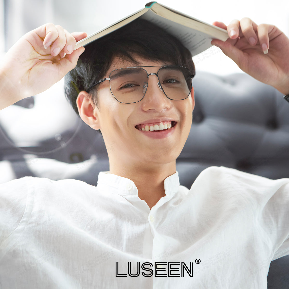 LUSEEN AG2233 New Anti Radiation Glasses Photochromic Computer Glasses Metallic Frame Replaceable Lens Fashion Unisex Glasses