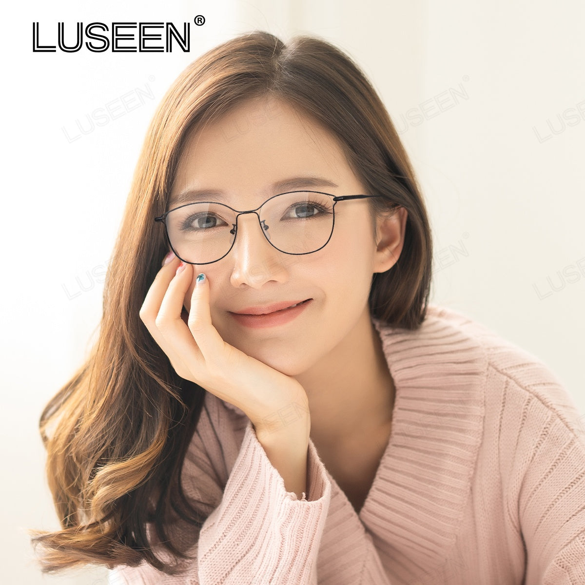 LUSEEN AG2249 Anti-Radiation Photochromic Eyeglasses For Men Women Cat Eye Fashion Eyecare