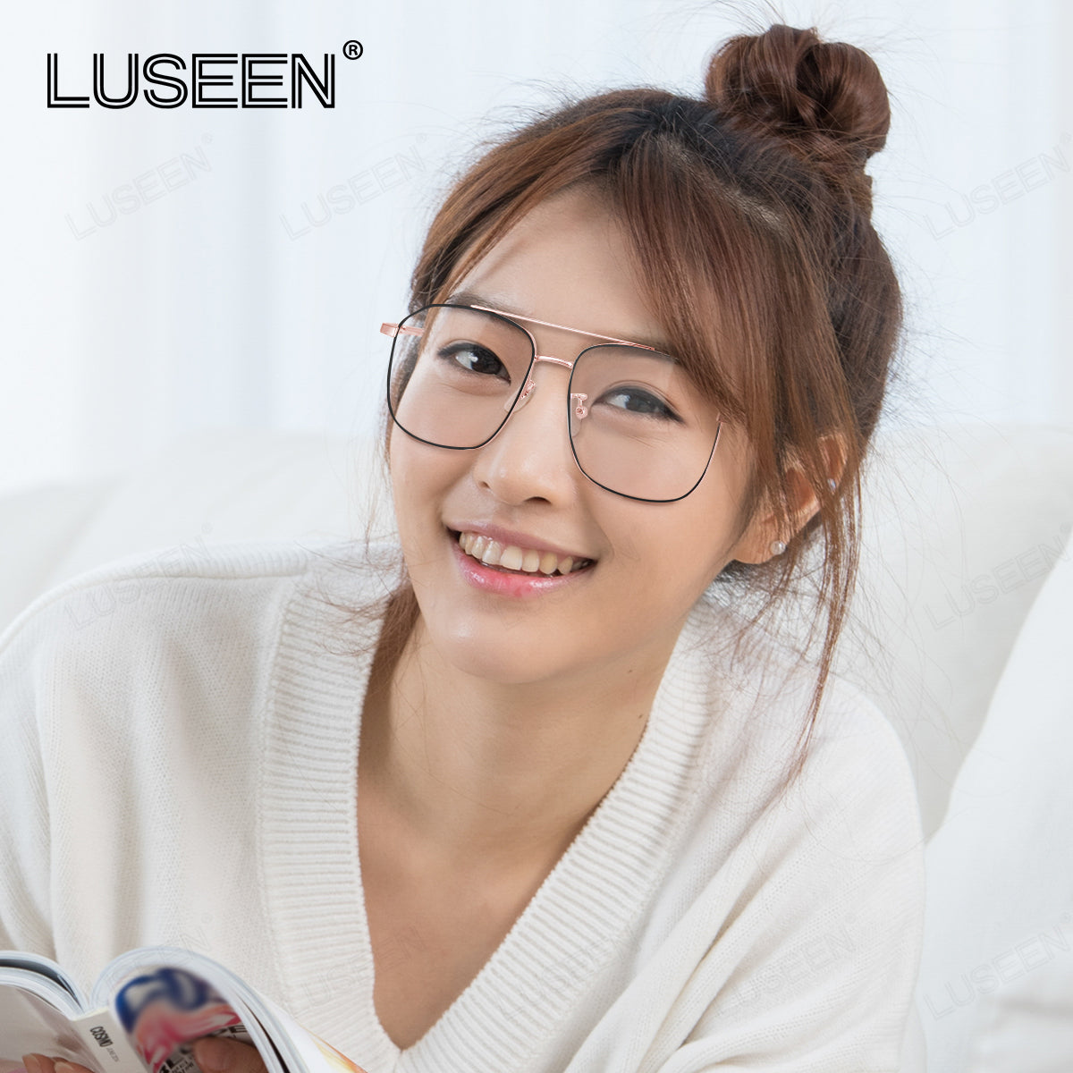 LUSEEN AG2234 Photochromic Anti Radiation Eyeglass Unisex Full Rim Student Replaceable Lenses Fashion Glasses