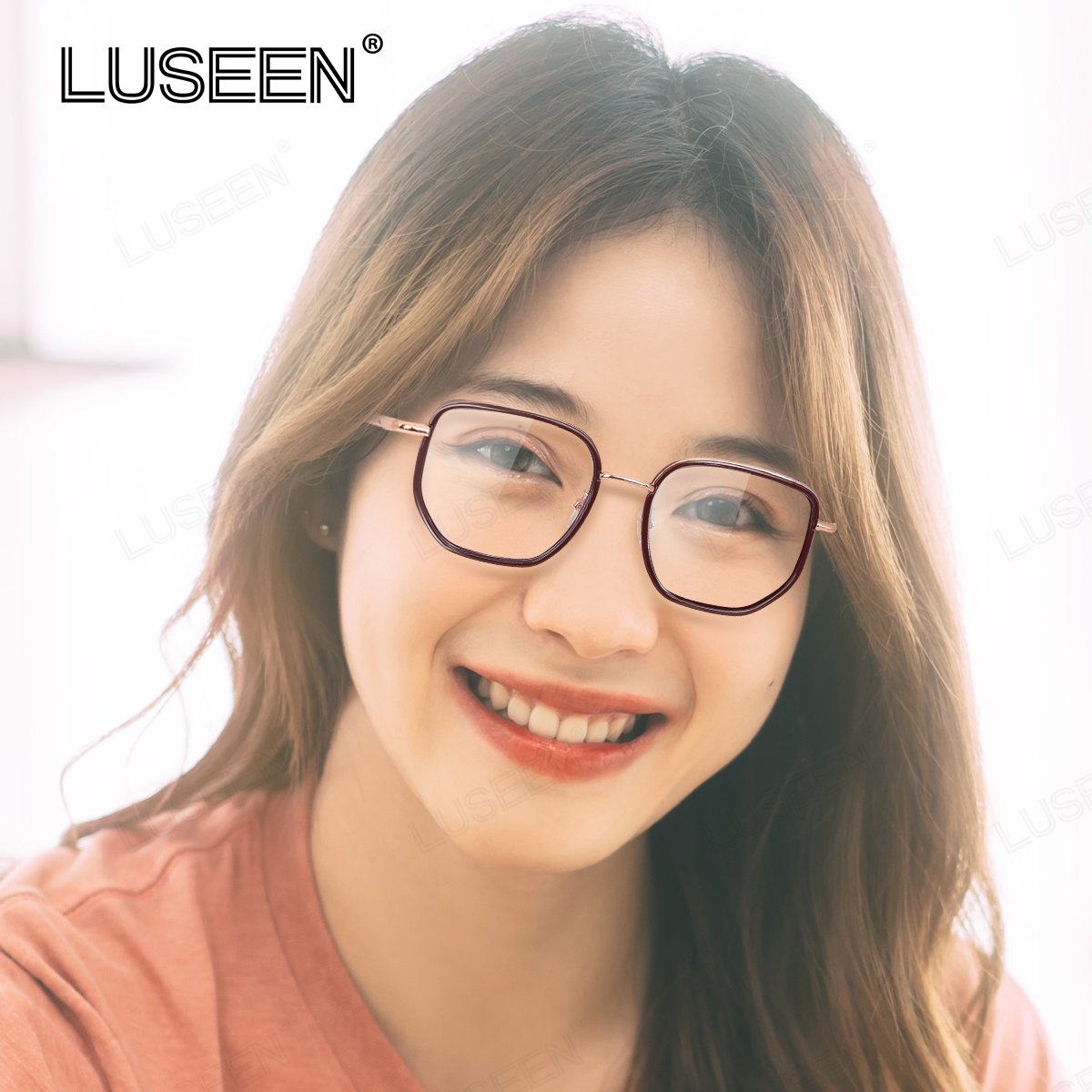 LUSEEN Anti Radiation Photochromic Eyeglass Sunglasses Shades for Men Women Vintage Fashion Student Round Face Unisex Summer Outfit Resin Eyewear AG2264