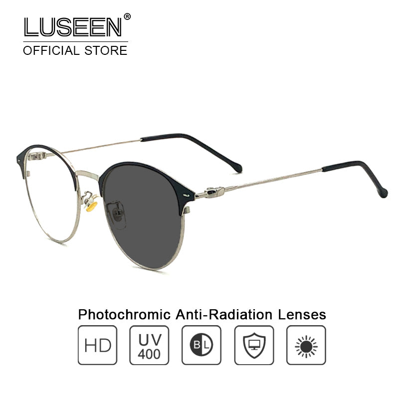 LUSEEN Salamin Photochromic Anti Blue Ray Anti Radiation Eyeglass Para sa Lalaki At Babae UV400 AG2202
