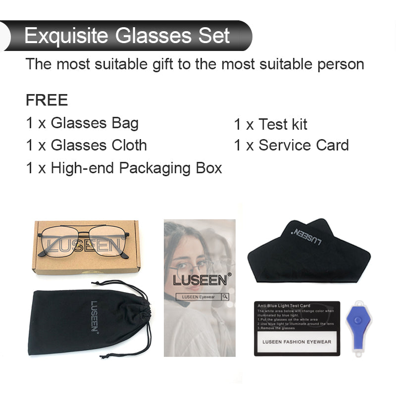 LUSEEN Anti Radiation Eyeglass Photochromic Eye Glasses para sa Babae at Lalaki na Mapapalitang Lens UV400 Eyeglasses AG2215
