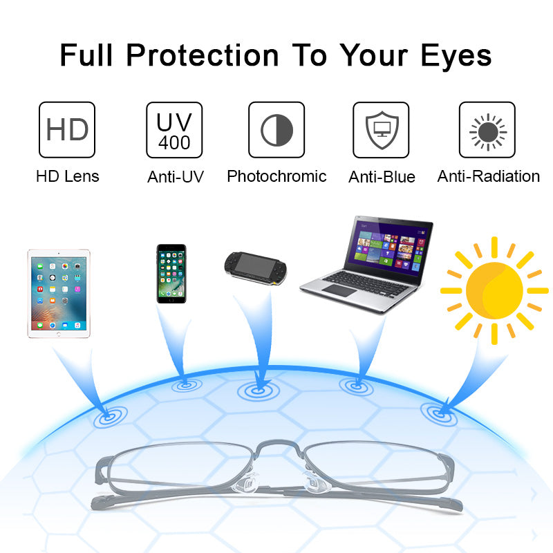 LUSEEN Anti Radiation Photochromic Eyeglass para sa Babae Lalaki Anti Blue Light Eye Glasses AG2217