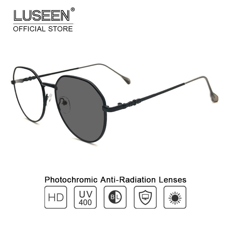 LUSEEN Photochromic Anti Radiation Salamin sa Mata Metal Computer Anti Blue Light Salamin Para sa Babae AG2218