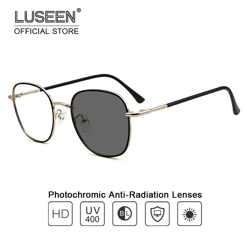 LUSEEN Anti Radiation Photochromic Eyeglass Para sa Babae Lalaki Mapapalitang Salamin sa Mata Anti Blue Light Eyewear AG2222