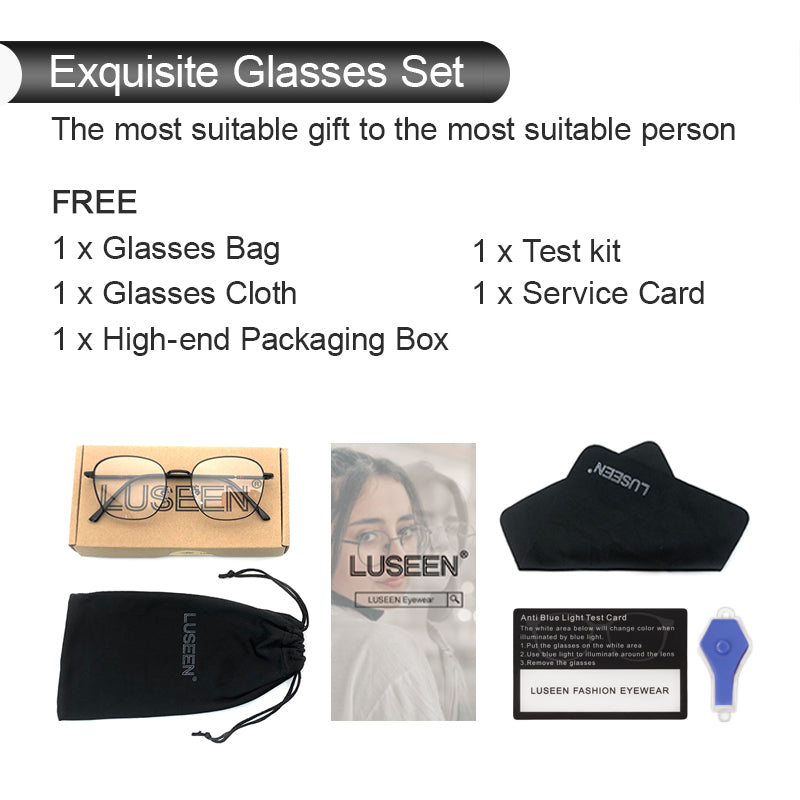 LUSEEN Anti Radiation Eyeglass Para sa Babae at Lalaki Photochromic na Mapapalitang Lens Eye Glasses Anti Blue Light Glass AG2224