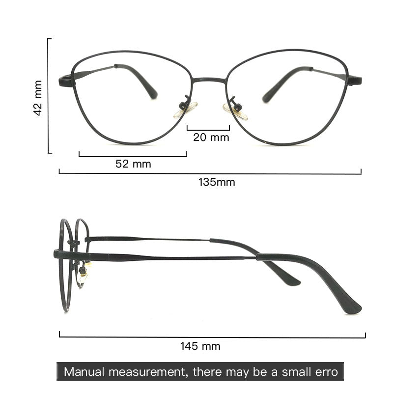 LUSEEN Anti Radiation Eyeglass Photochromic Cat Eye Glasses Para sa Babae Retro Metal Frame Eyeglasses AG2227