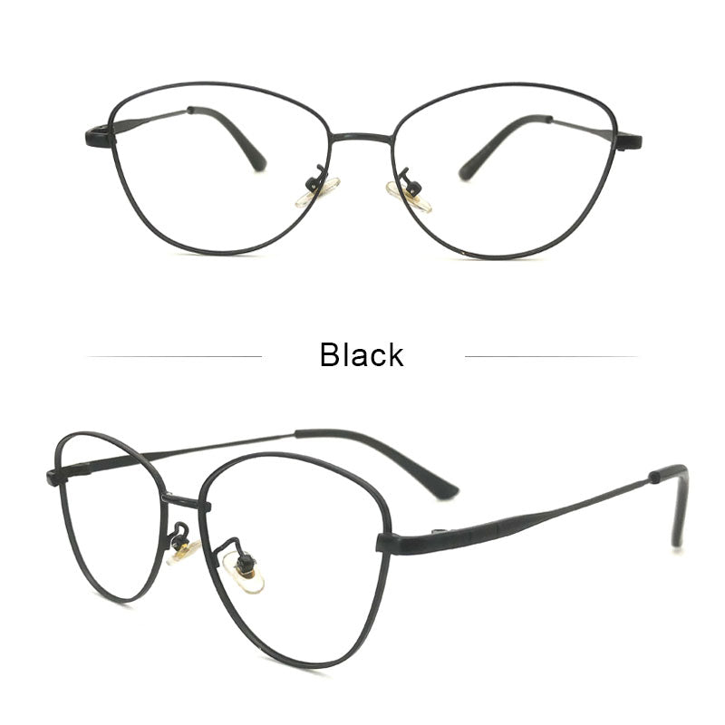 LUSEEN Anti Radiation Eyeglass Photochromic Cat Eye Glasses Para sa Babae Retro Metal Frame Eyeglasses AG2227