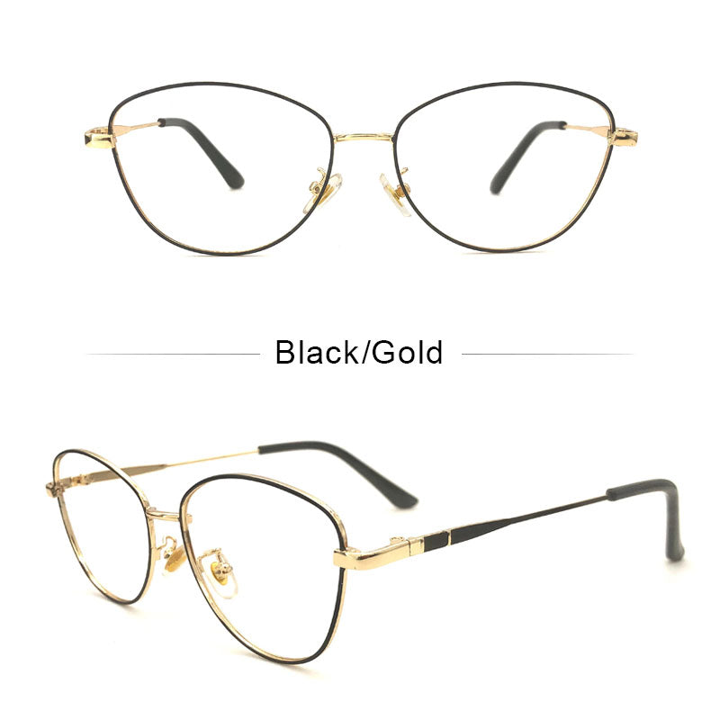 LUSEEN Anti Radiation Eyeglass Photochromic Cat Eye Glasses Para sa Babae Retro Metal Frame Eyeglasses AG2227