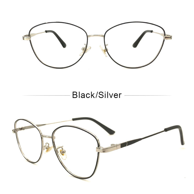 LUSEEN Anti Radiation Eyeglass Photochromic Cat Eye Glasses Para sa Babae Retro Metal Frame Eyeglasses AG2227