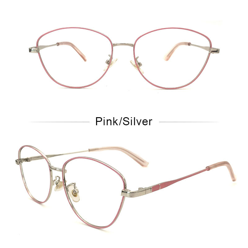 LUSEEN Anti Radiation Eyeglass Photochromic Cat Eye Glasses Para sa Babae Retro Metal Frame Eyeglasses AG2227