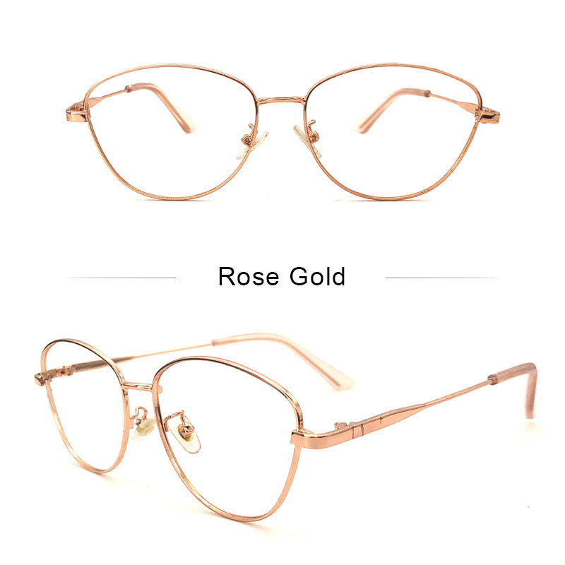 LUSEEN Anti Radiation Eyeglass Photochromic Cat Eye Glasses Para sa Babae Retro Metal Frame Eyeglasses AG2227