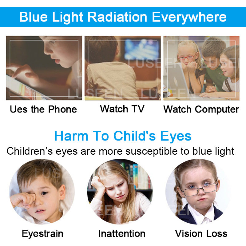 LUSEEN Anti Radiation Eye Glasses para sa mga Bata Anti Rad Eye Glasses na may Case Protect Eyewear para sa Mga Lalaki at Babae AG3201