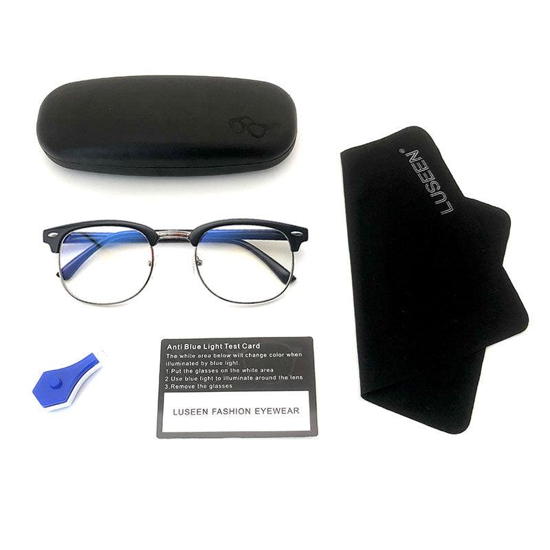 LUSEEN Eyewear Square Anti Radiation Replaceable Lens para sa Mga Lalaki at Babae AG8802