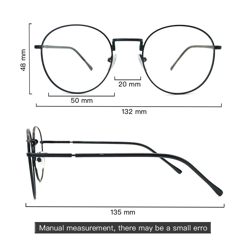 LUSEEN Eyewear Round Anti Radiation Blue Lens Eyeglass sa Metallic Frame para sa Mga Lalaki at Babae AG8804