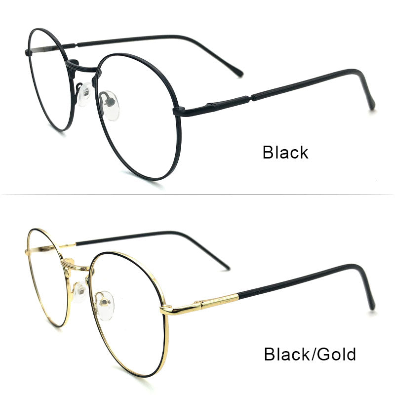 LUSEEN Eyewear Round Anti Radiation Blue Lens Eyeglass sa Metallic Frame para sa Mga Lalaki at Babae AG8804