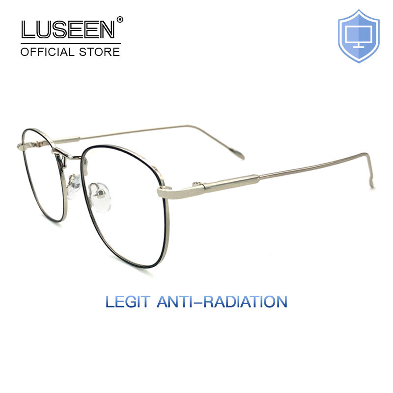 LUSEEN Anti Radiation Eyeglass Para sa Babae At Lalaki Metallic Frame Glasses Napalitan ng Lens Eyeglasses Frames AG8805