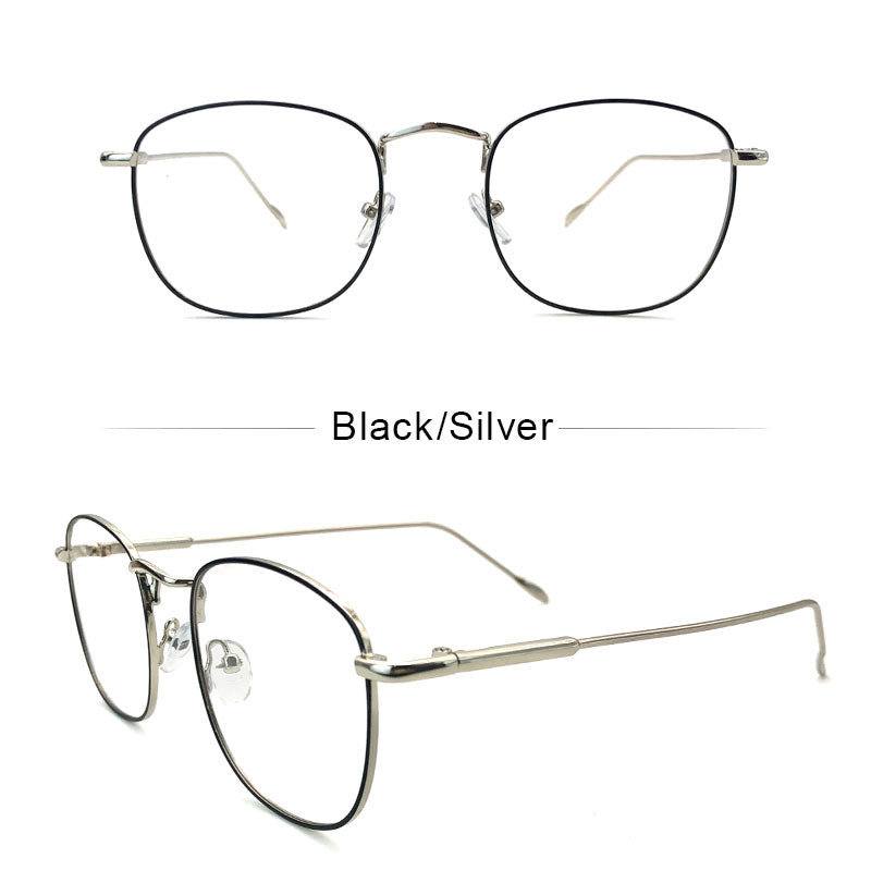 LUSEEN Anti Radiation Eyeglass Para sa Babae At Lalaki Metallic Frame Glasses Napalitan ng Lens Eyeglasses Frames AG8805