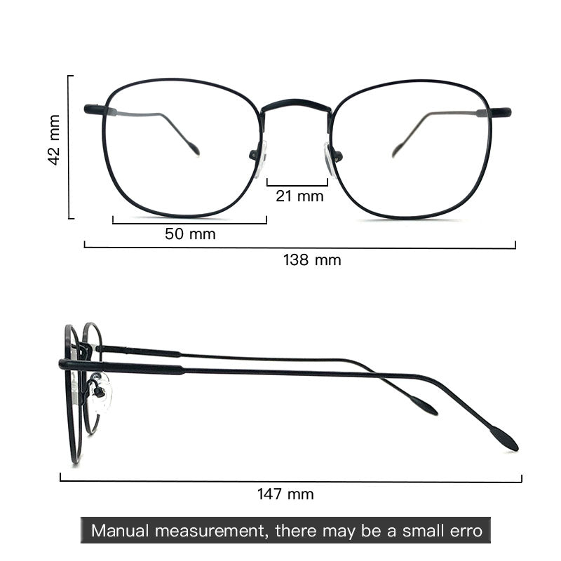 LUSEEN Anti Radiation Eyeglass Para sa Babae At Lalaki Metallic Frame Glasses Napalitan ng Lens Eyeglasses Frames AG8805