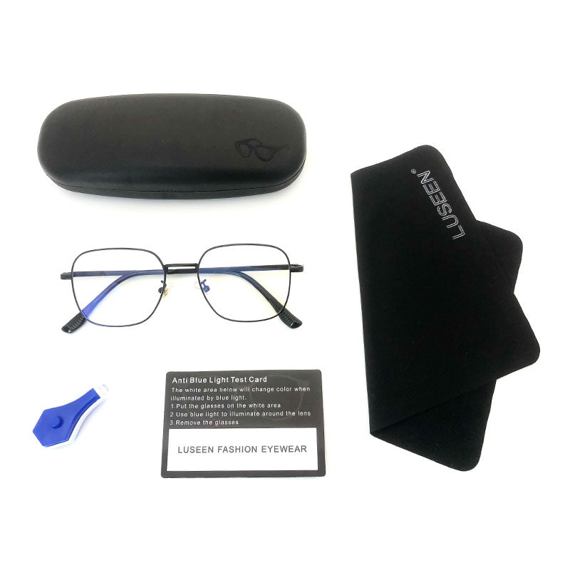 LUSEEN Anti Radiation Eye Glasses Anti Blue Lens Metallic Frame para sa Mga Lalaki at Babae AG8806