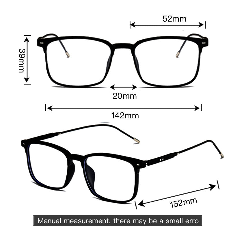 LUSEEN Anti Radiation Eyeglass Para sa Babae At Lalaki Anti Rad Eye Glasses Square TR Frame Anti Blue Ray Glass AG8807