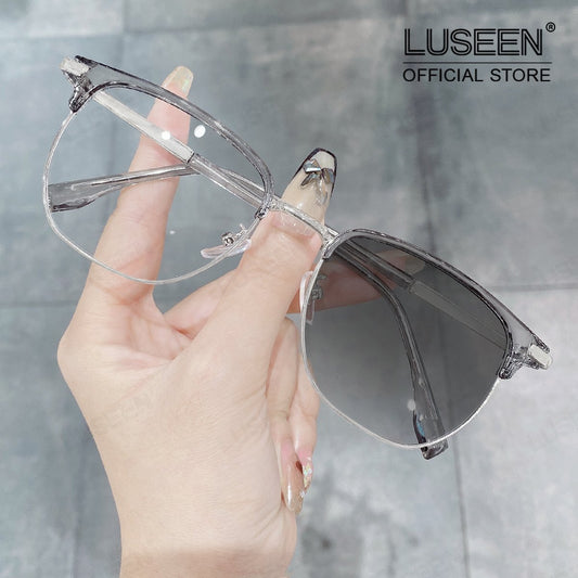 LUSEEN AG2270 Photocromic Anti Radiation Eyeglass Unisex for Women Men Fashion Student Neutral Browline Glasses AG2270