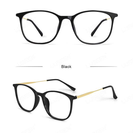 LUSEEN AG2258 Photochromic Anti-Radiation Eyeglasses Frame Color Change Unisex Full Rim PC+Alloy Round Eyewear